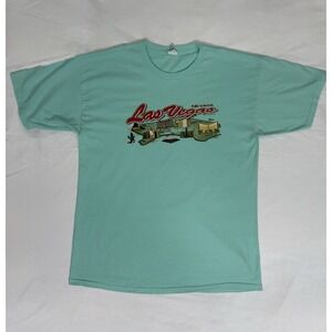 Las Vegas Nevada Graphic T-Shirt Unisex Large Light Aqua Retro Short Sleeve Tee